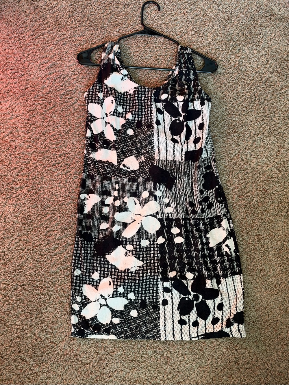 Jams World Black & White Floral Patchwork Mini Dress